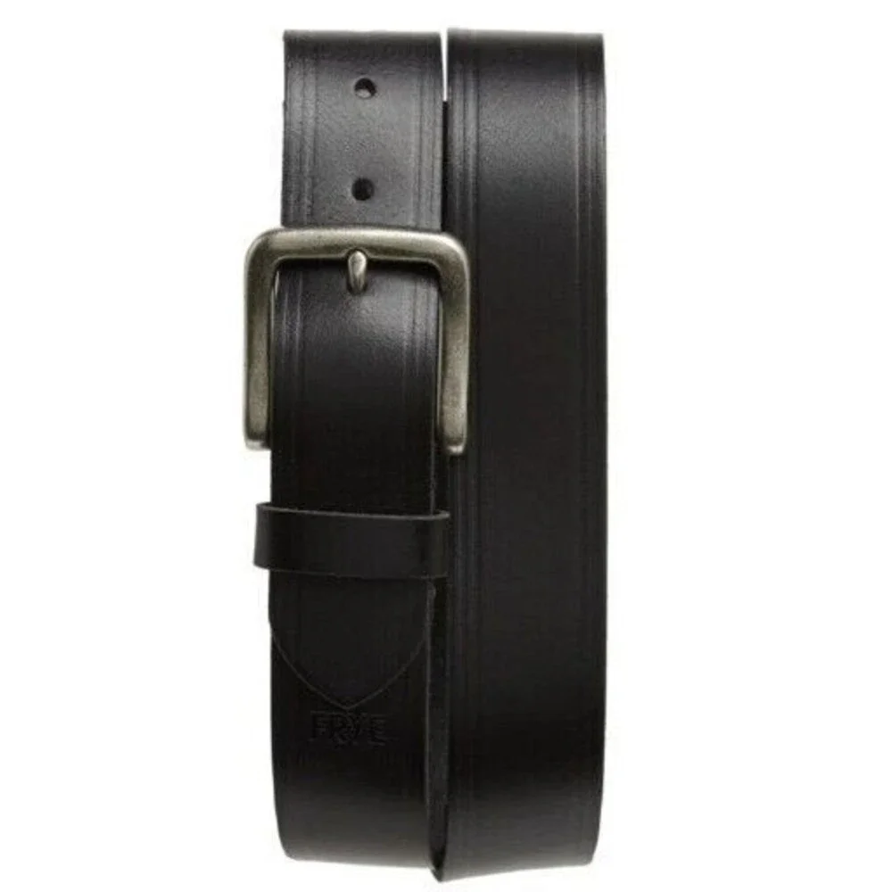 Frye Belt Mens Triple Heat 38mm Creased Black Leather Belt New Size 30